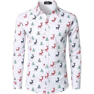 Men's Christmas Santa Claus Party Long Sleeve Button Down Shirts